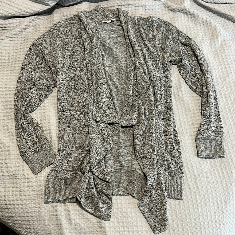 Lucky Brand Size Small Gray Open Front Sweater/Cardigan